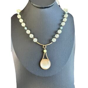 Vintage Robert Rose Necklace with Light Green and Gold-Tone